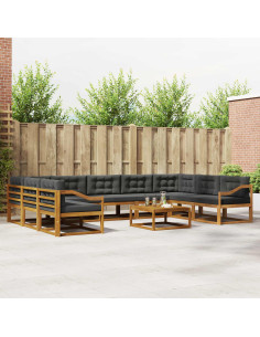 Set di divani da esterno 10 pcs Naturale e Antracite