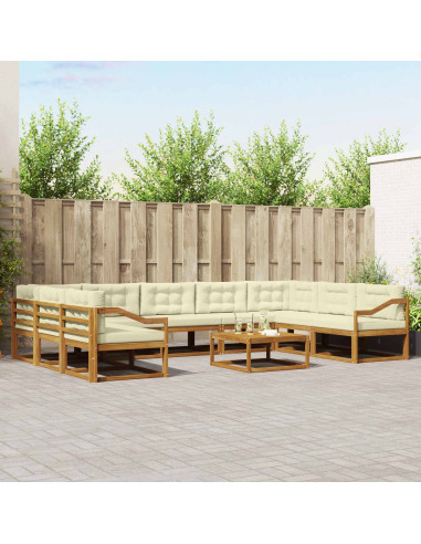 Set di divani da esterno con cuscino 10 pcs Naturale e Crema