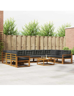 Set di divani da esterno 10 pcs Naturale e Antracite