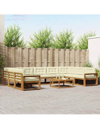 Set di divani da esterno con cuscino 10 pcs Naturale e Crema