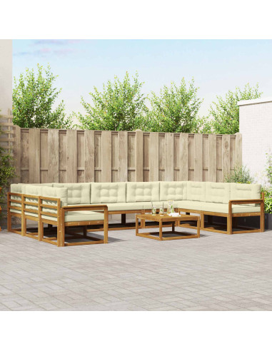 Set di divani da esterno con cuscino 10 pcs Naturale e Crema