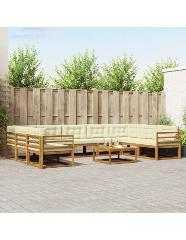 Set di divani da esterno con cuscino 10 pcs Naturale e Crema