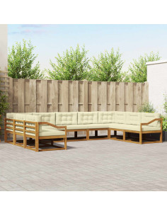 Set di divani da esterno con cuscino 9 pcs Naturale e Crema