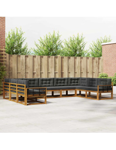 Set di divani da esterno con cuscino 9 pcs Naturale e Antracite