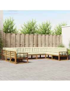 Set di divani da esterno con cuscino 9 pcs Naturale e Crema