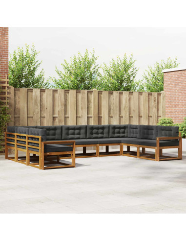 Set di divani da esterno con cuscino 9 pcs Naturale e Antracite