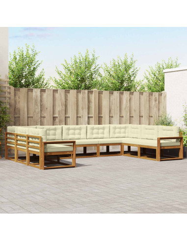 Set di divani da esterno con cuscino 9 pcs Naturale e Crema
