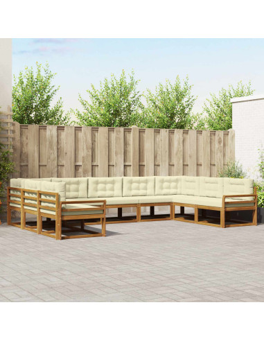 Set di divani da esterno con cuscino 9 pcs Naturale e Crema