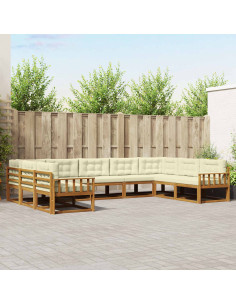 Set di divani da esterno con cuscino 9 pcs Naturale e Crema