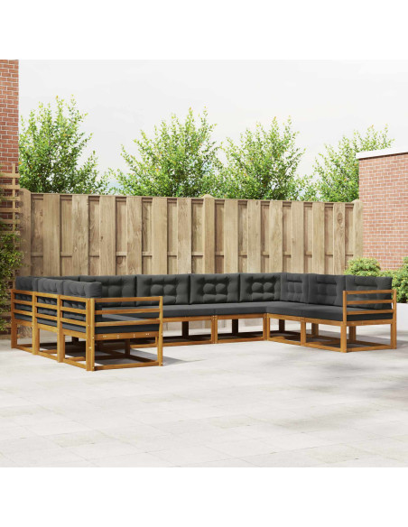Set di divani da esterno con cuscino 9 pcs Naturale e Antracite