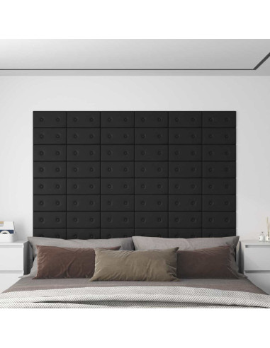 Testiera da Parete 12 pcs Nero 30 x 15 cm Pelle Sintetica