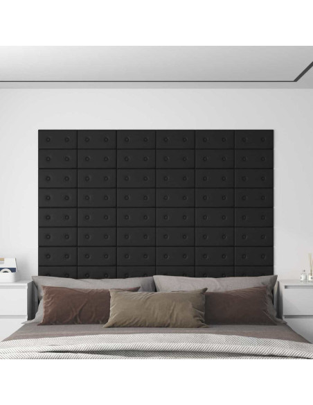 Testiera da Parete 12 pcs Nero 30 x 15 cm Pelle Sintetica