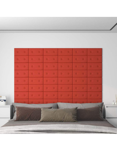Testiera da Parete 12 pcs Rosso 30 x 15 cm Pelle Sintetica