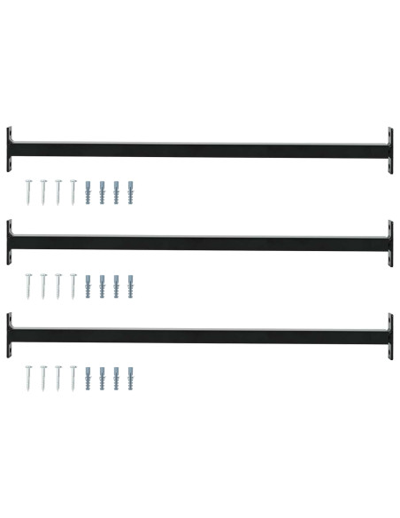 Barra di Sicurezza Regolabile per Finestra 3 pcs Nero Acciaio