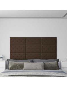 Testiera da Parete 12 pcs Marrone 60 x 30 cm Pelle Sintetica