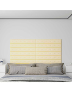 Testiera da Parete 12 pcs Crema 90 x 15 cm Pelle Sintetica