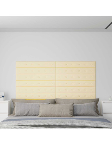 Testiera da Parete 12 pcs Crema 90 x 15 cm Pelle Sintetica