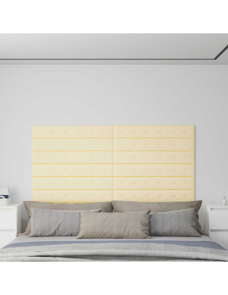 Testiera da Parete 12 pcs Crema 90 x 15 cm Pelle Sintetica