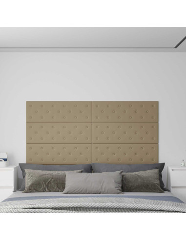 Testiera da Parete 12 pcs Cappuccino 90 x 30 cm Pelle Sintetica