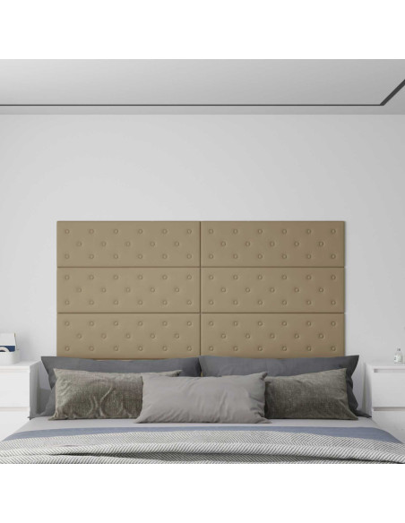 Testiera da Parete 12 pcs Cappuccino 90 x 30 cm Pelle Sintetica