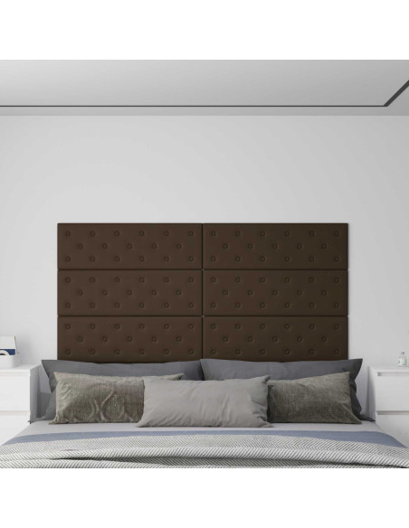 Testiera da Parete 12 pcs Marrone 90 x 30 cm Pelle Sintetica