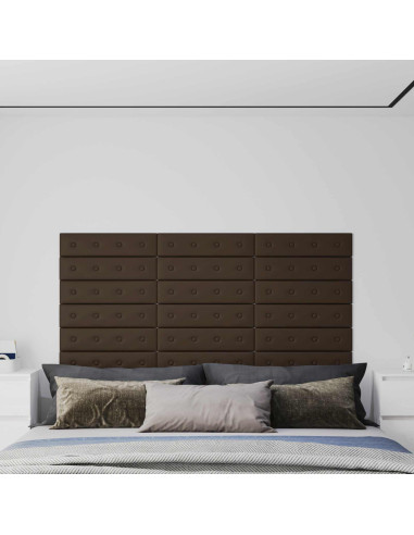 Testiera da Parete 12 pcs Marrone 60 x 15 cm Pelle Sintetica