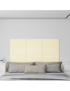 Testiera da Parete 12 pcs Crema 60 x 30 cm Pelle Sintetica