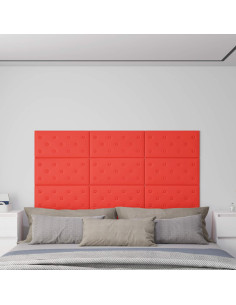 Testiera da Parete 12 pcs Rosso 60 x 30 cm Pelle Sintetica