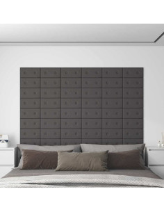 Testiera da Parete 12 pcs Grigio 30 x 15 cm Pelle Sintetica