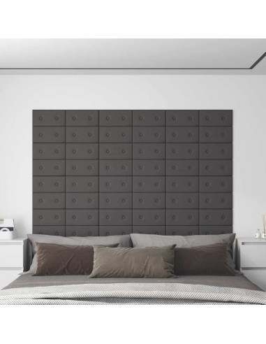 Testiera da Parete 12 pcs Grigio 30 x 15 cm Pelle Sintetica