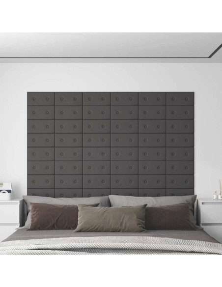 Testiera da Parete 12 pcs Grigio 30 x 15 cm Pelle Sintetica