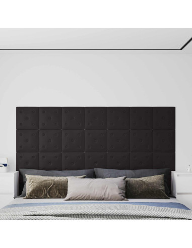 Testiera da Parete 12 pcs Nero 30 x 30 cm Pelle Sintetica
