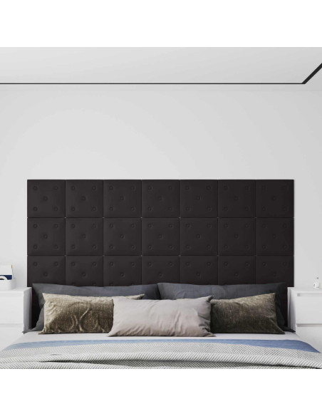 Testiera da Parete 12 pcs Nero 30 x 30 cm Pelle Sintetica