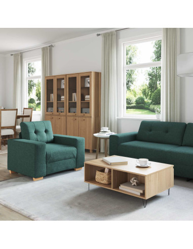 Divano 3 pcs Verde Scuro 221 x 80 x 80 cm Tessuto misto lino