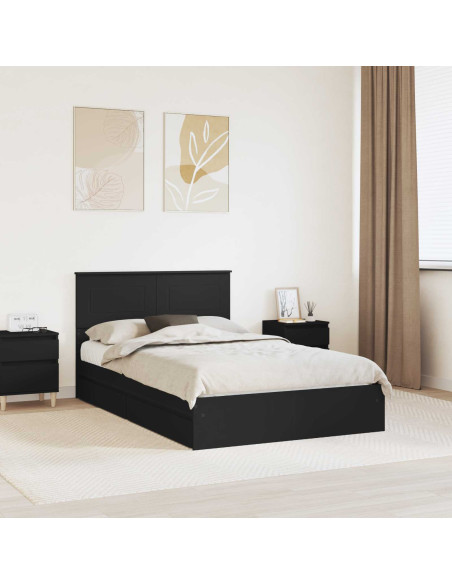 Letto con Contenitore Nero 135 x 190 cm Legno multistrato