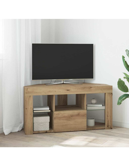 Mobile TV LED Angolare Rovere artigianale 100 x 40 x 50 cm