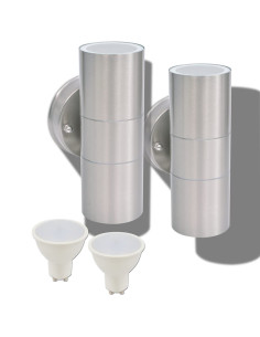 Applique LED Parete 2pz Acciaio Inox Proiezione Alto/Basso