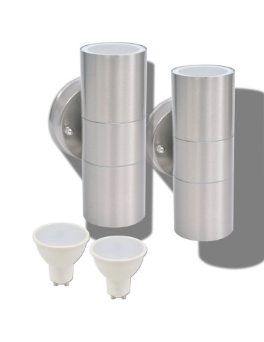 Applique LED Parete 2pz Acciaio Inox Proiezione Alto/Basso