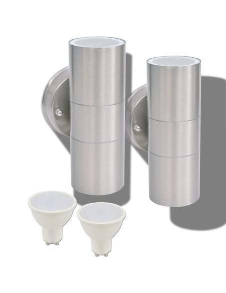 Applique LED Parete 2pz Acciaio Inox Proiezione Alto/Basso