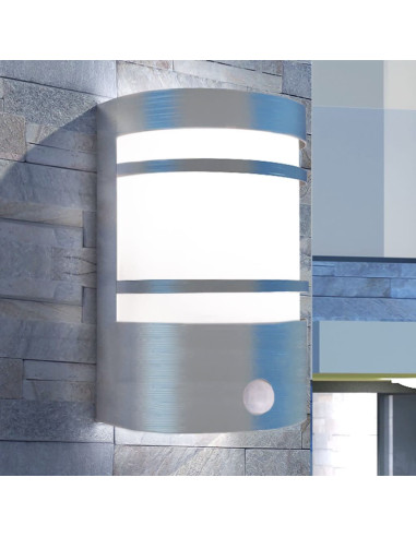 Luce da parete per esterno in acciaio inox con sensore