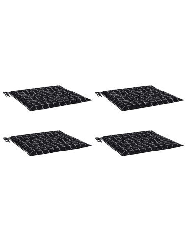 Cuscini Sedia 4 pz Motivo a Quadri Nero 40x40x4 cm in Tessuto