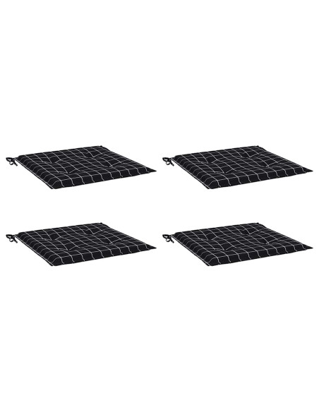 Cuscini Sedia 4 pz Motivo a Quadri Nero 40x40x4 cm in Tessuto