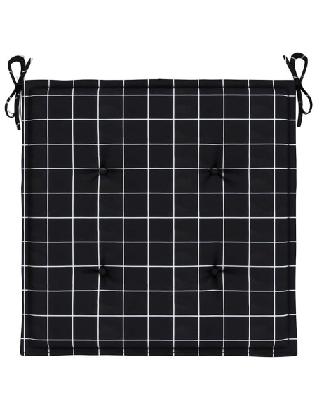 Cuscini Sedia 4 pz Motivo a Quadri Nero 40x40x4 cm in Tessuto