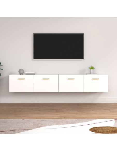 Mobili Parete 2pz Bianco 100x36,5x35 cm in Legno Multistrato
