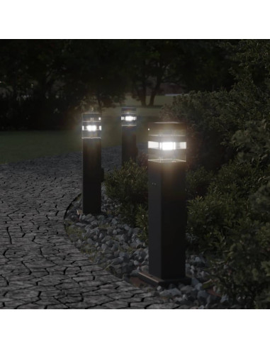 Lampada da Terra per Esterni con Presa Nera 50 cm Alluminio