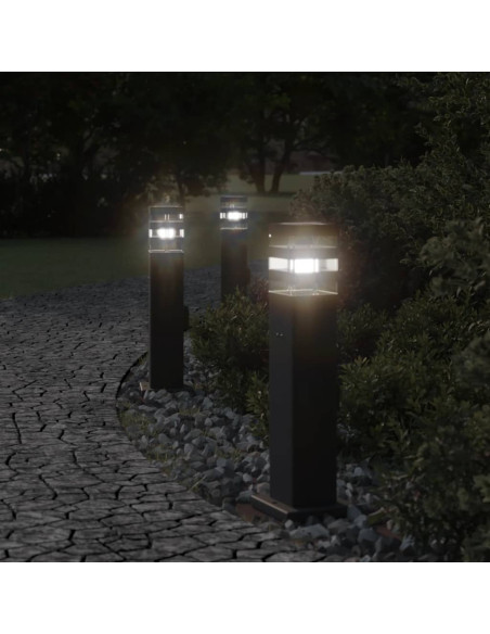 Lampada da Terra per Esterni con Presa Nera 50 cm Alluminio