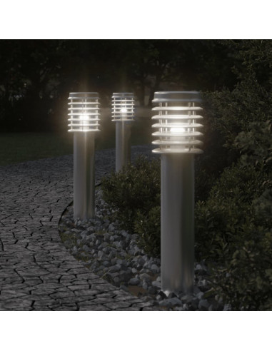 Lampade da Terra per Esterni 3 pz Nere 60 cm in Acciaio Inox