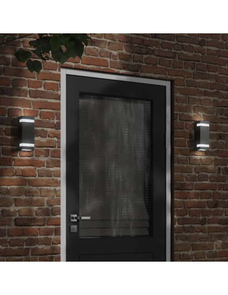 Applique da Esterno 2 pz Nere in Acciaio Inossidabile