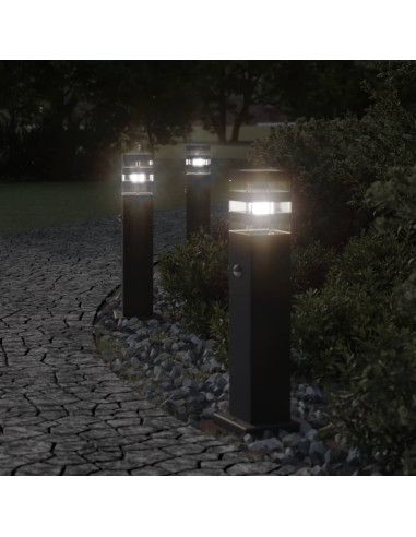Lampada da Terra per Esterni con Sensore Nera 50cm in Alluminio