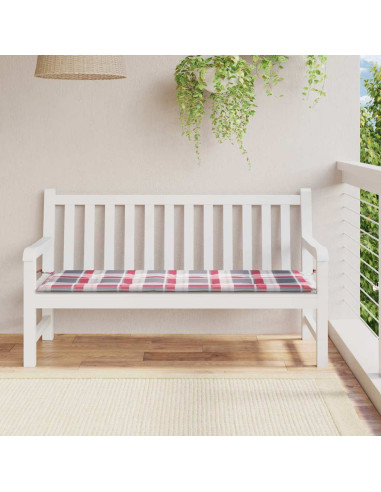 Cuscino per Panca a Quadri Rossi 150x50x4 cm Tessuto Oxford